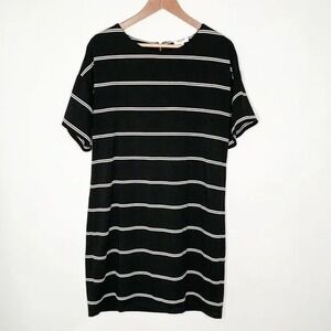 Seed Heritage Black Striped Soft Knit‎ Bell Sleeve Dress Size Small Zipper
